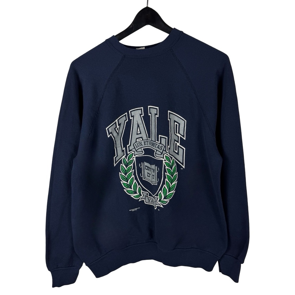 Vintage 1980s Yale University College Pullover Graphic Blue Sweatshirt Size XL